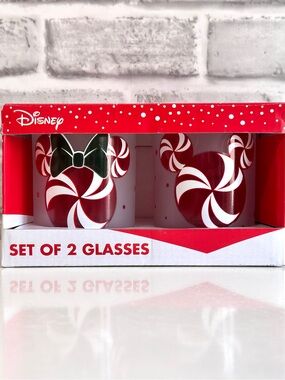 Disney Mickey & Minnie Peppermint Swirl Rocks Glasses - Set of 2